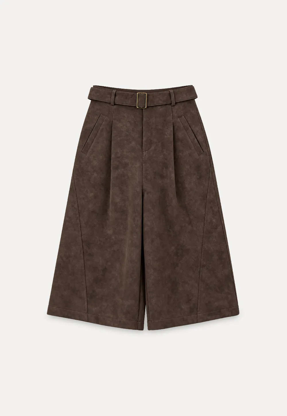 High Waist Pleated Wide Leg Cropped Casual Pants