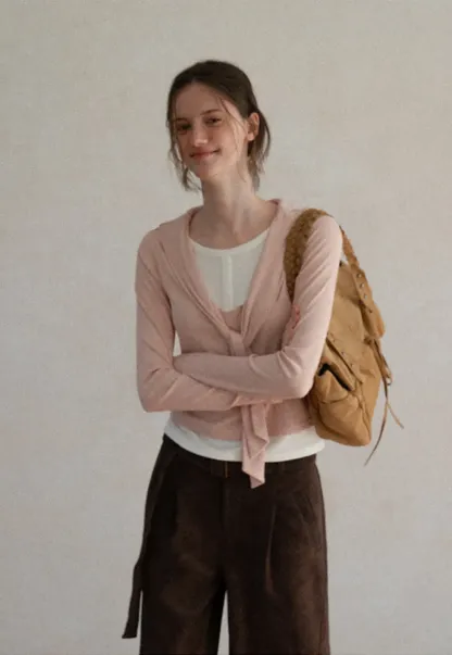 High Waist Pleated Wide Leg Cropped Casual Pants