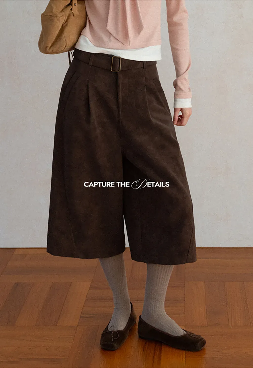 High Waist Pleated Wide Leg Cropped Casual Pants