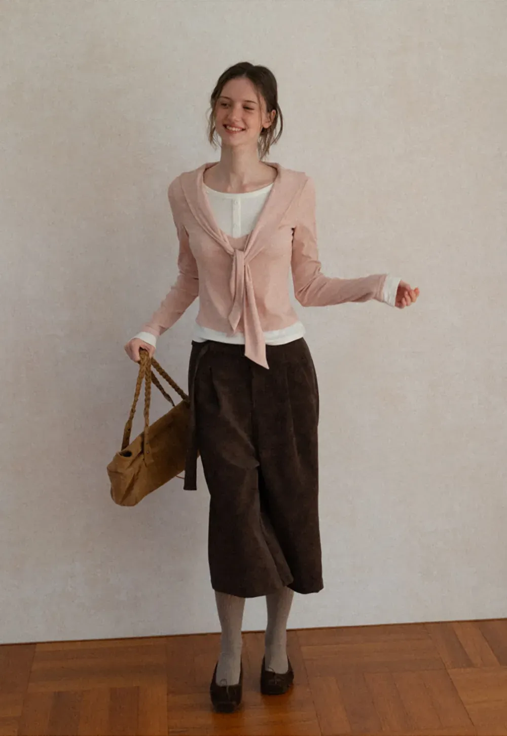 High Waist Pleated Wide Leg Cropped Casual Pants