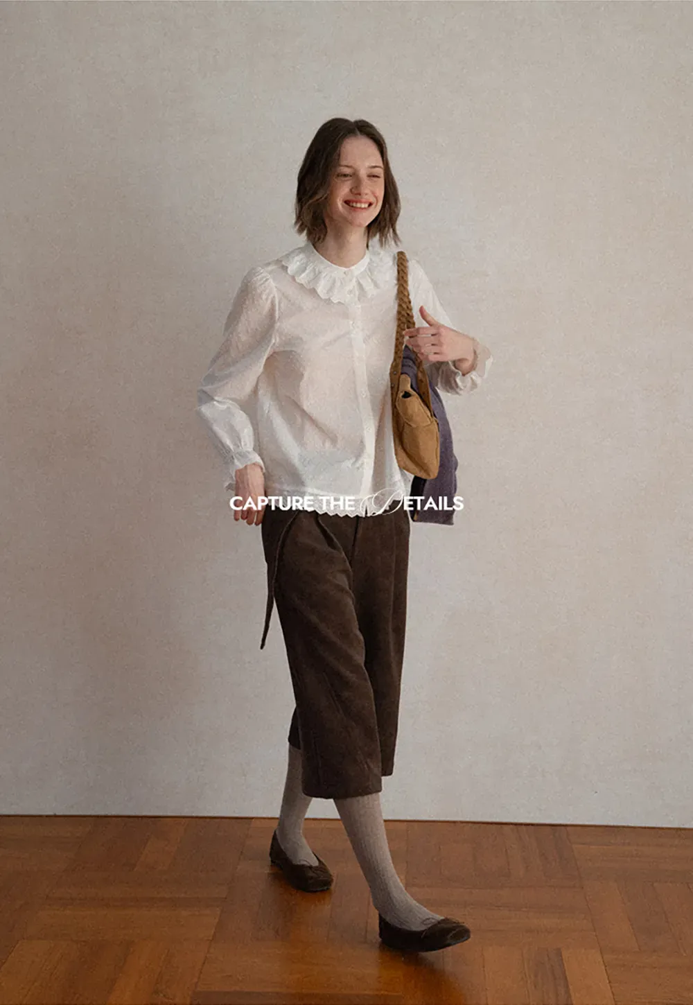 High Waist Pleated Wide Leg Cropped Casual Pants