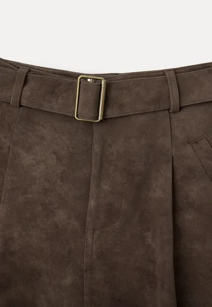 High Waist Pleated Wide Leg Cropped Casual Pants