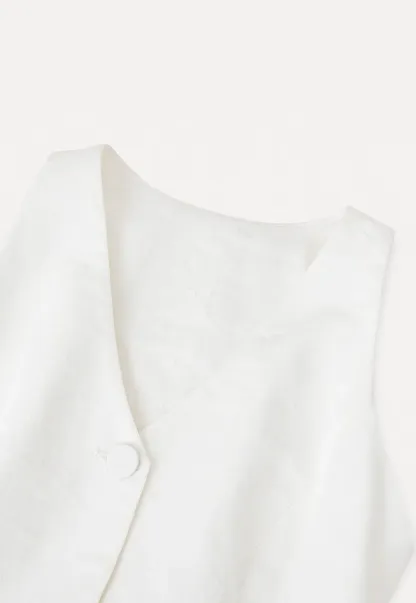 V Neck Sleeveless Tailored Vest A Line Pleated Skirt