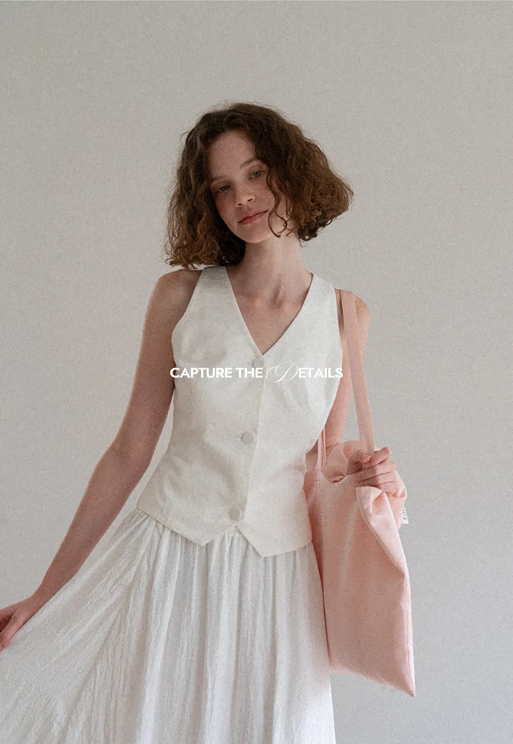 V Neck Sleeveless Tailored Vest A Line Pleated Skirt