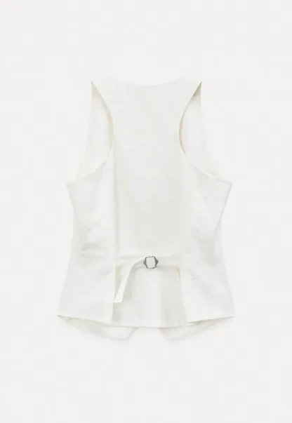 V Neck Sleeveless Tailored Vest A Line Pleated Skirt