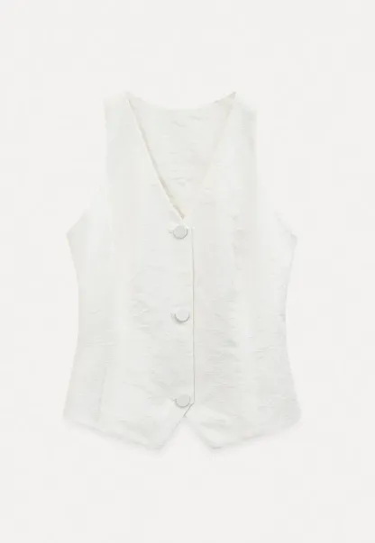 V Neck Sleeveless Tailored Vest A Line Pleated Skirt