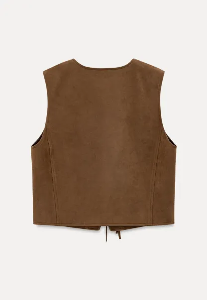 Ruffled Collar Lace Trim Vest