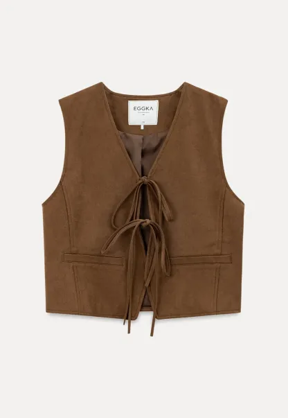Ruffled Collar Lace Trim Vest