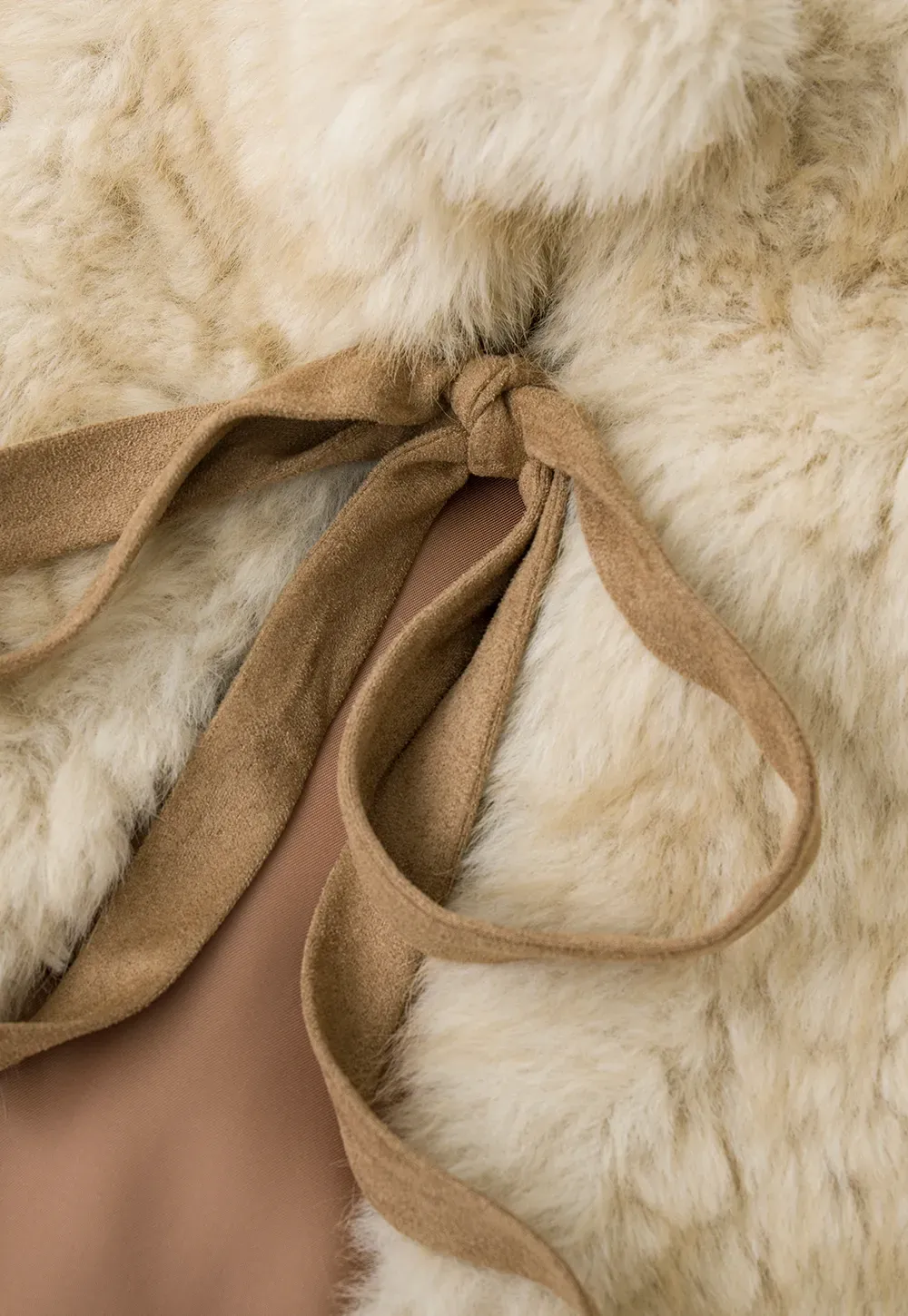 Faux Fur Collar Vest with Bow Tie Detail