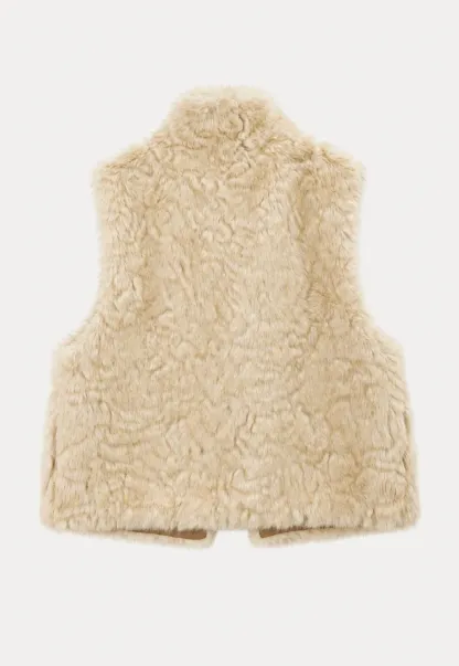 Faux Fur Collar Vest with Bow Tie Detail
