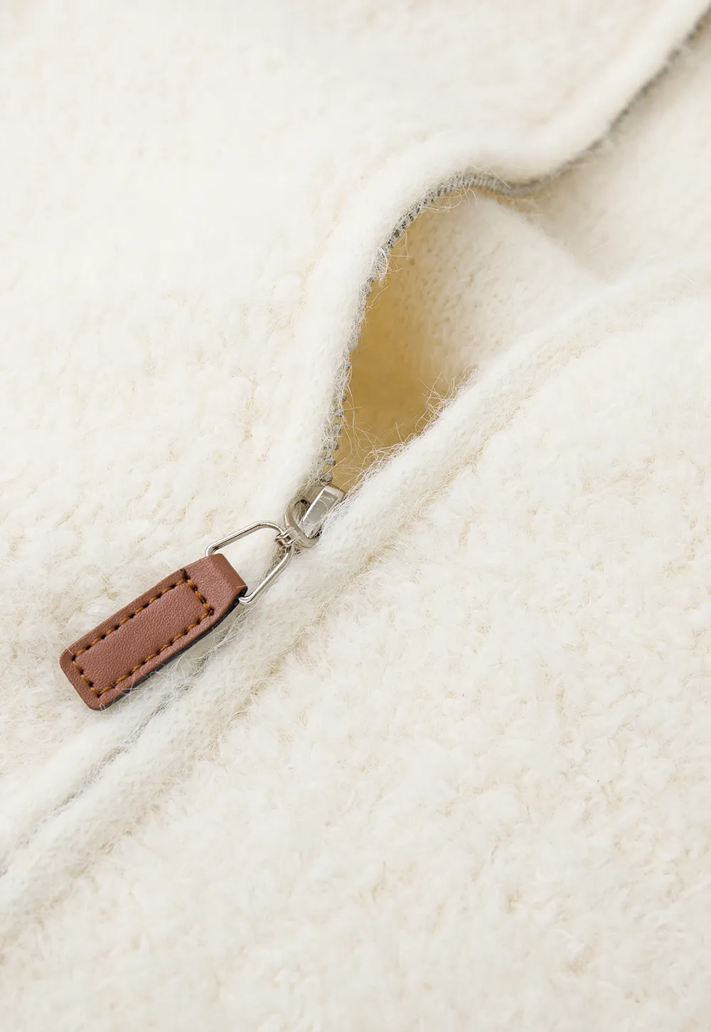 Soft Fuzzy Knit Zip Front Sleeveless Vest