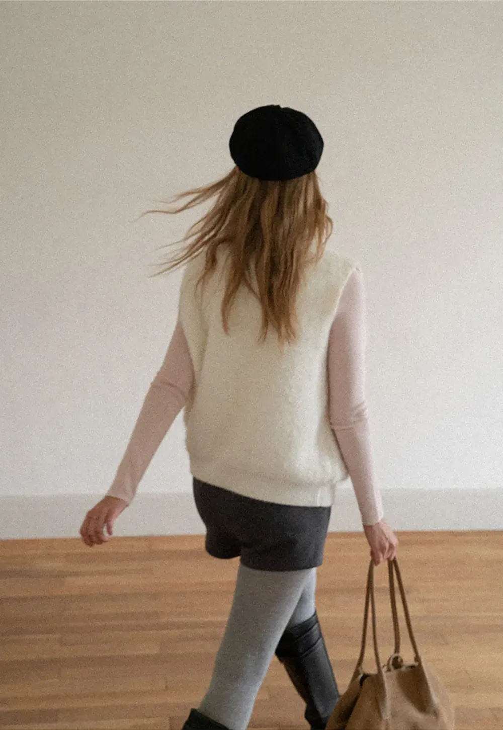 Soft Fuzzy Knit Zip Front Sleeveless Vest