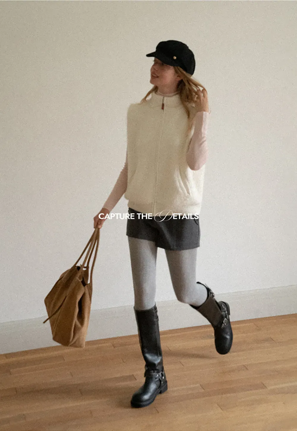 Soft Fuzzy Knit Zip Front Sleeveless Vest