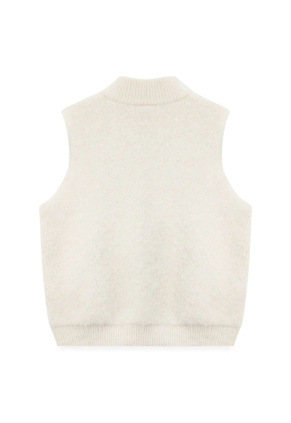 Soft Fuzzy Knit Zip Front Sleeveless Vest