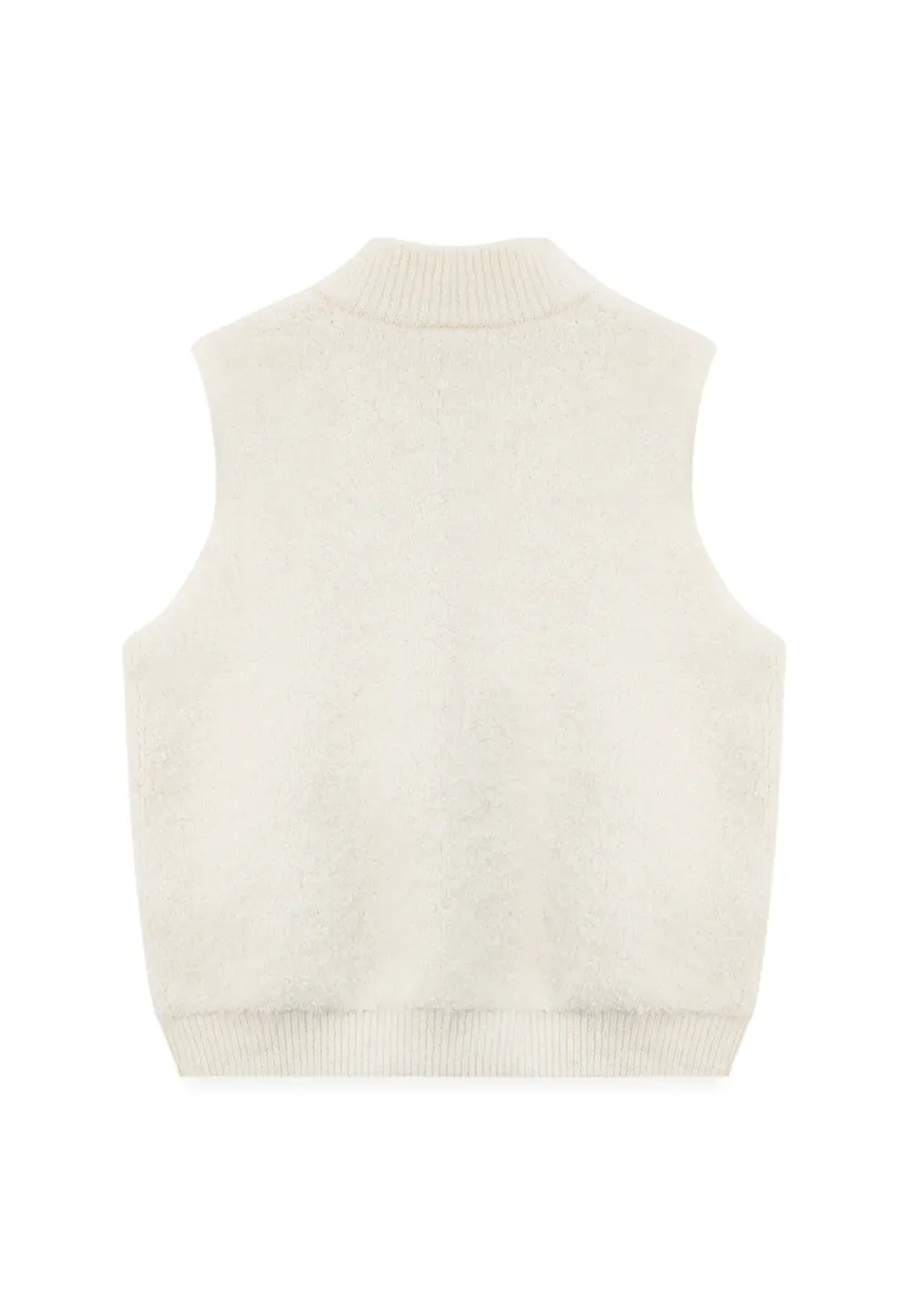Soft Fuzzy Knit Zip Front Sleeveless Vest