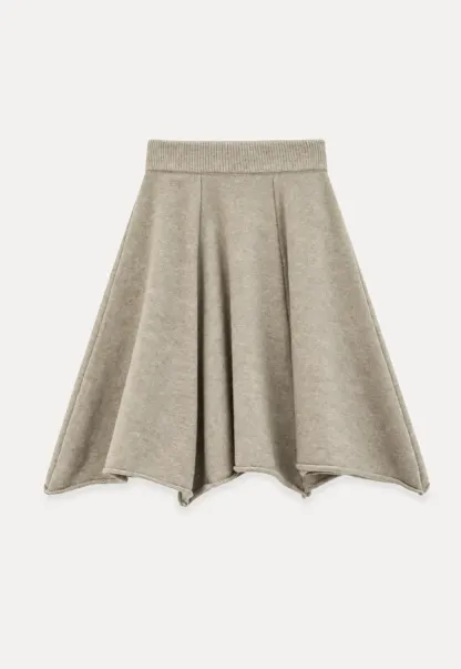 V Neck Ribbed Knit Vest and Flared Skirt Set
