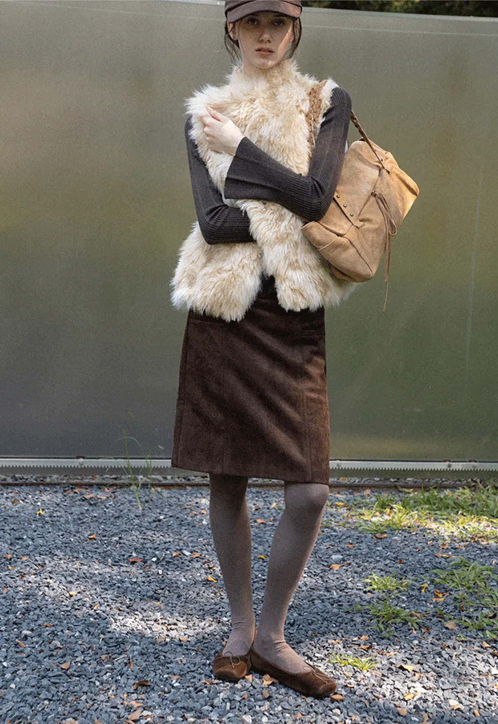 Faux Fur Trimmed Sleeveless Vest