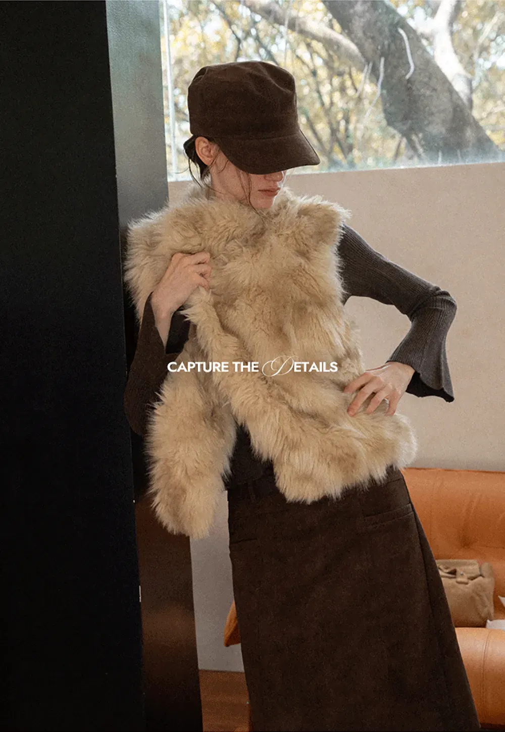 Faux Fur Trimmed Sleeveless Vest