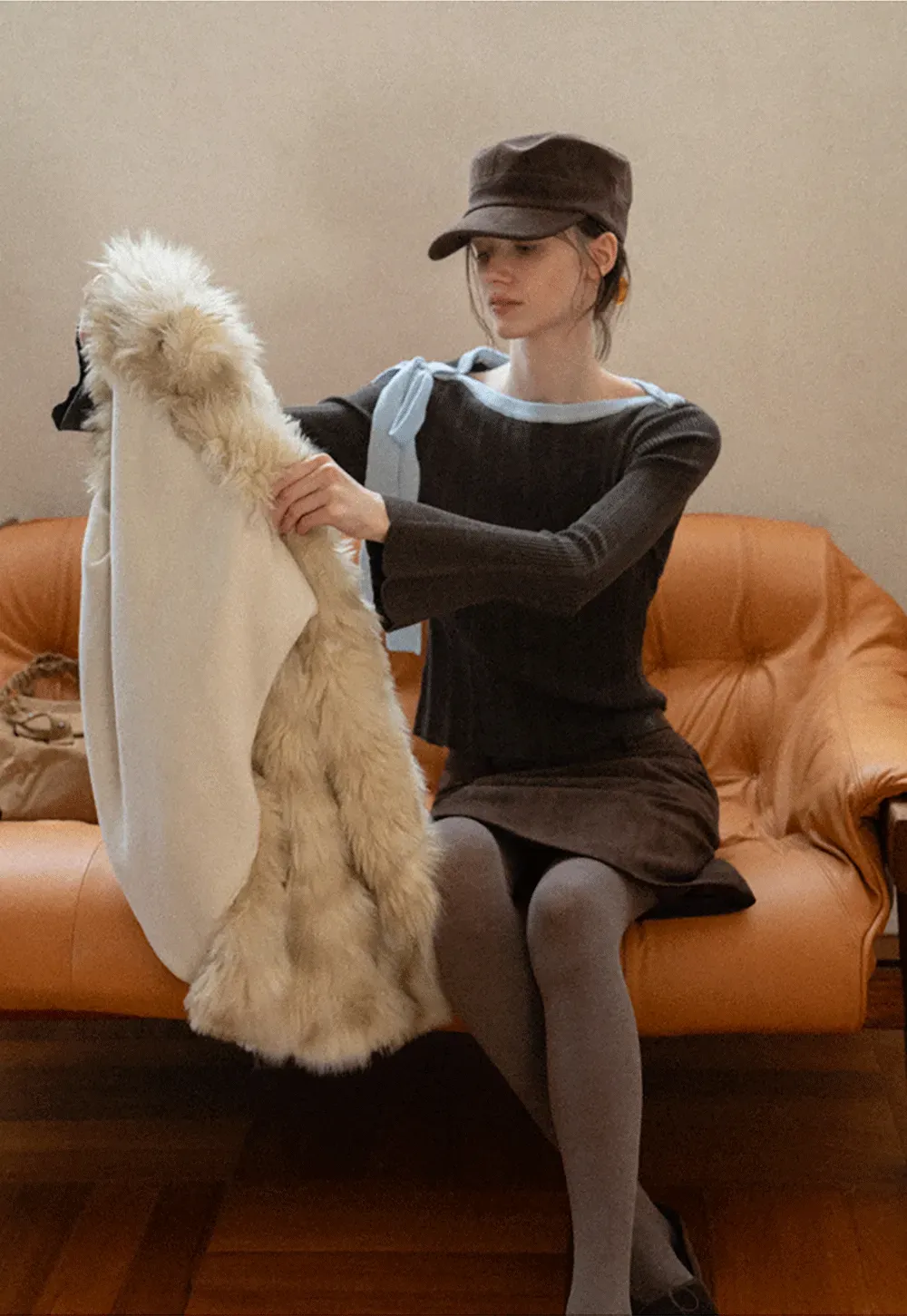 Faux Fur Trimmed Sleeveless Vest
