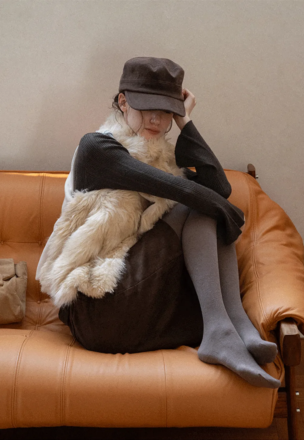 Faux Fur Trimmed Sleeveless Vest