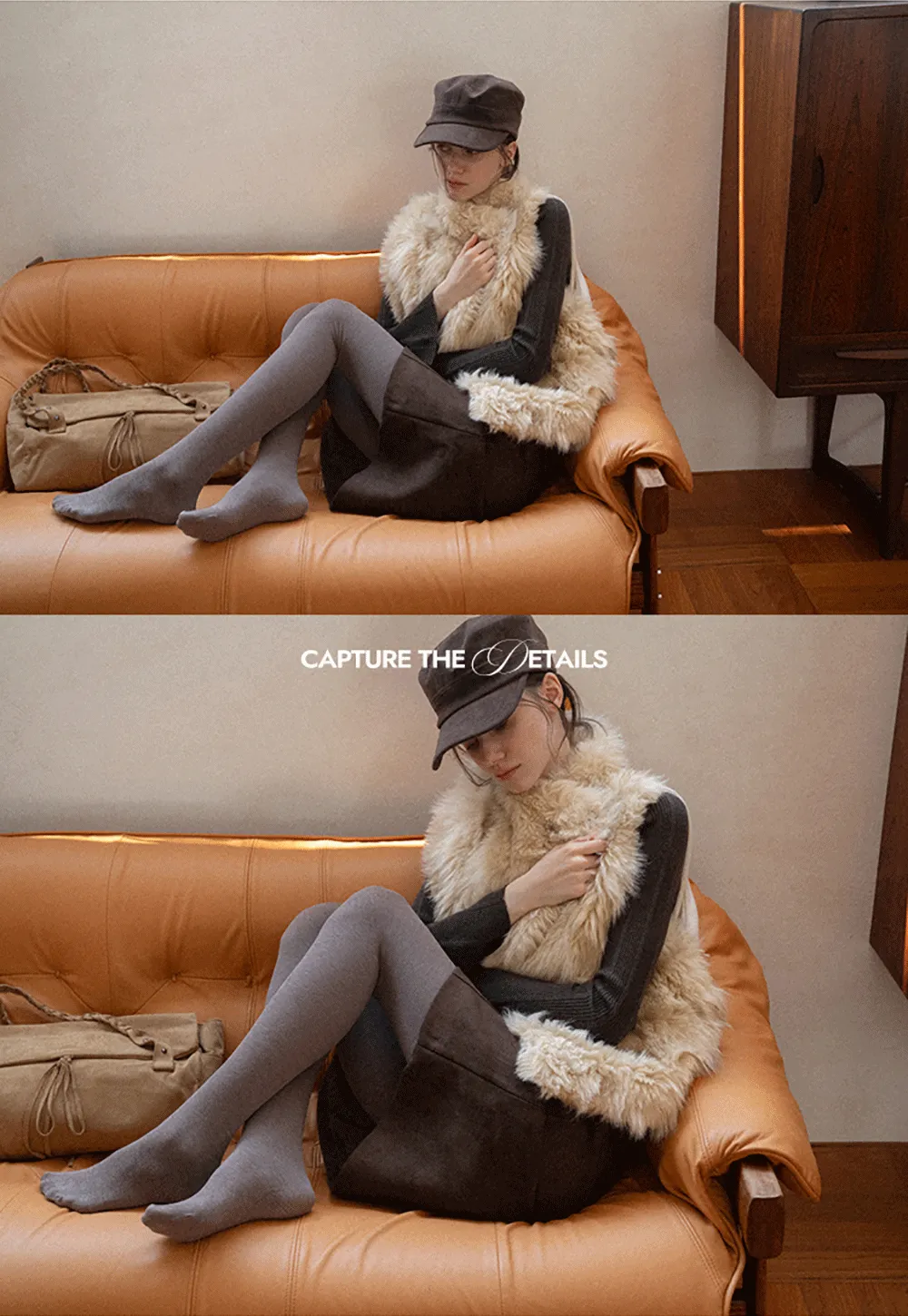 Faux Fur Trimmed Sleeveless Vest