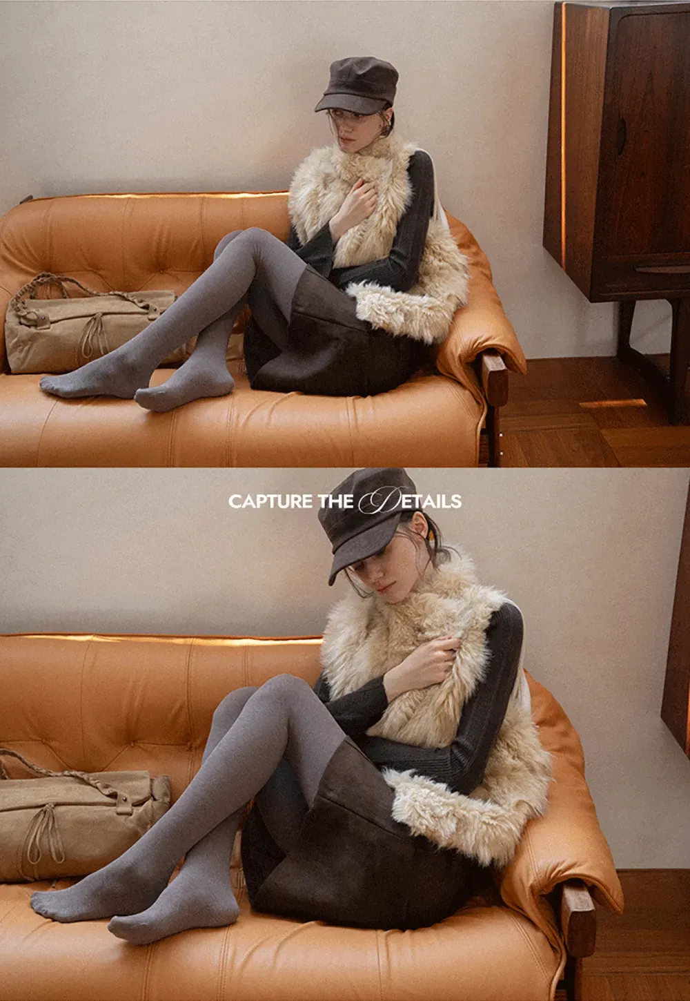 Faux Fur Trimmed Sleeveless Vest