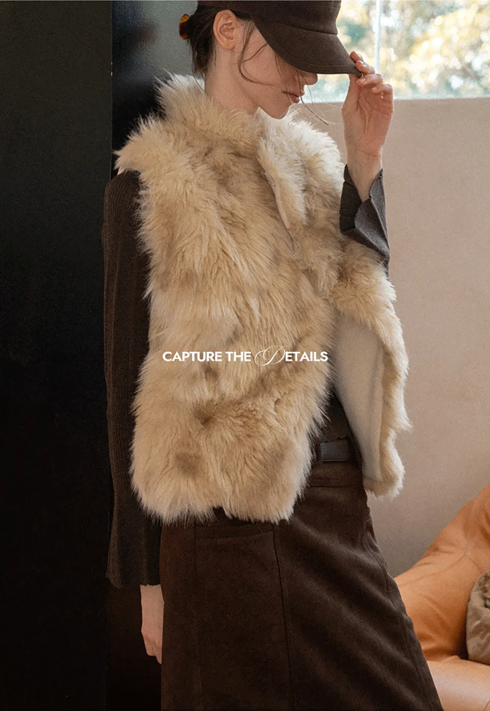 Faux Fur Trimmed Sleeveless Vest
