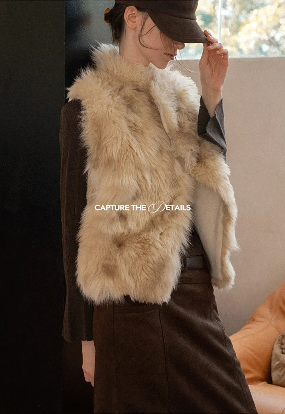 Faux Fur Trimmed Sleeveless Vest