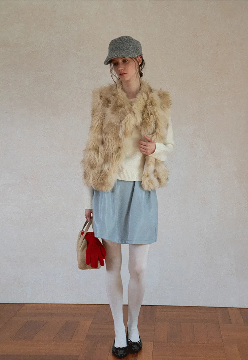 Faux Fur Trimmed Sleeveless Vest