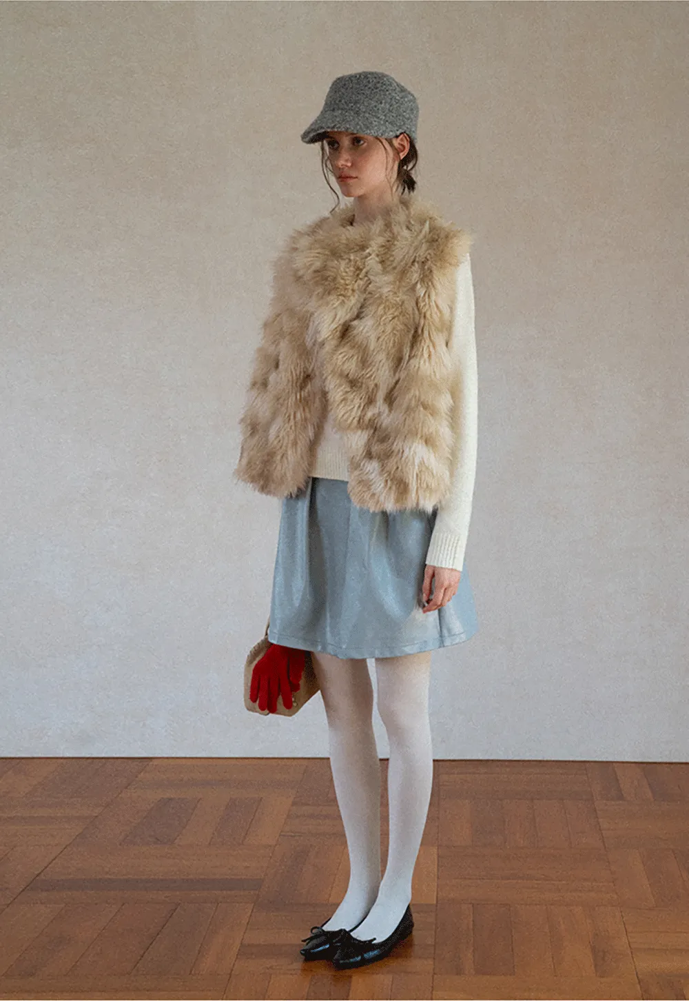 Faux Fur Trimmed Sleeveless Vest