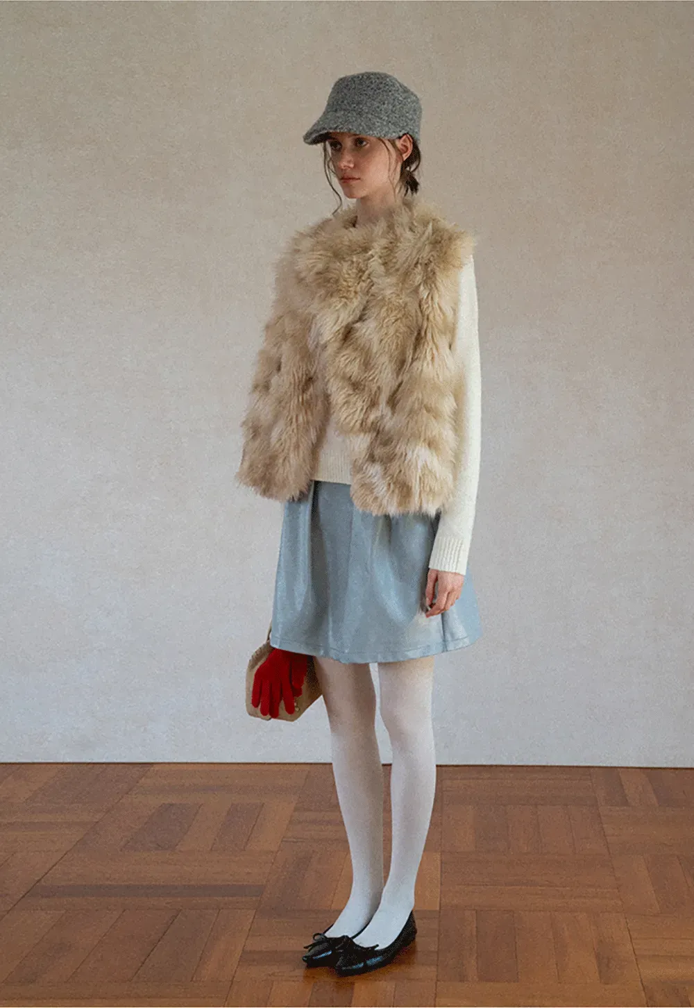 Faux Fur Trimmed Sleeveless Vest
