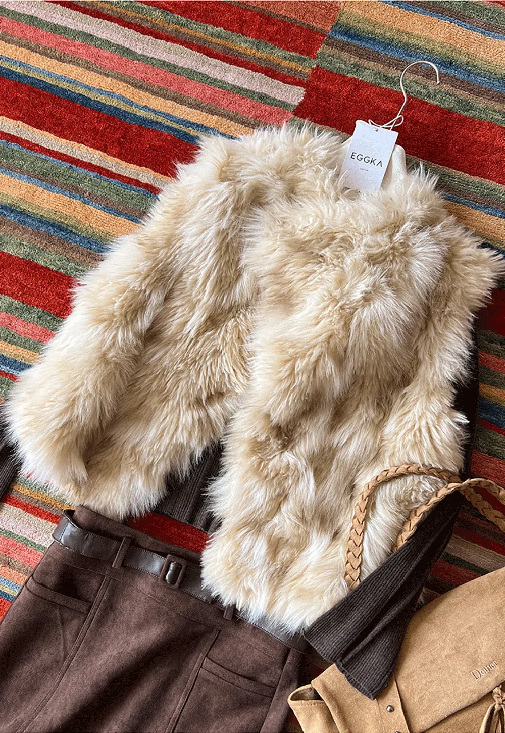 Faux Fur Trimmed Sleeveless Vest