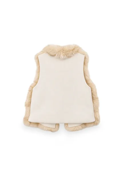 Faux Fur Trimmed Sleeveless Vest