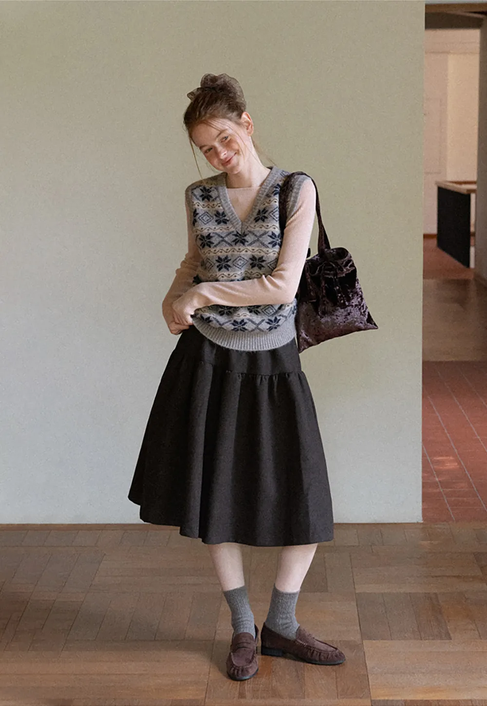 Fair Isle Patterned V Neck Knit Vest