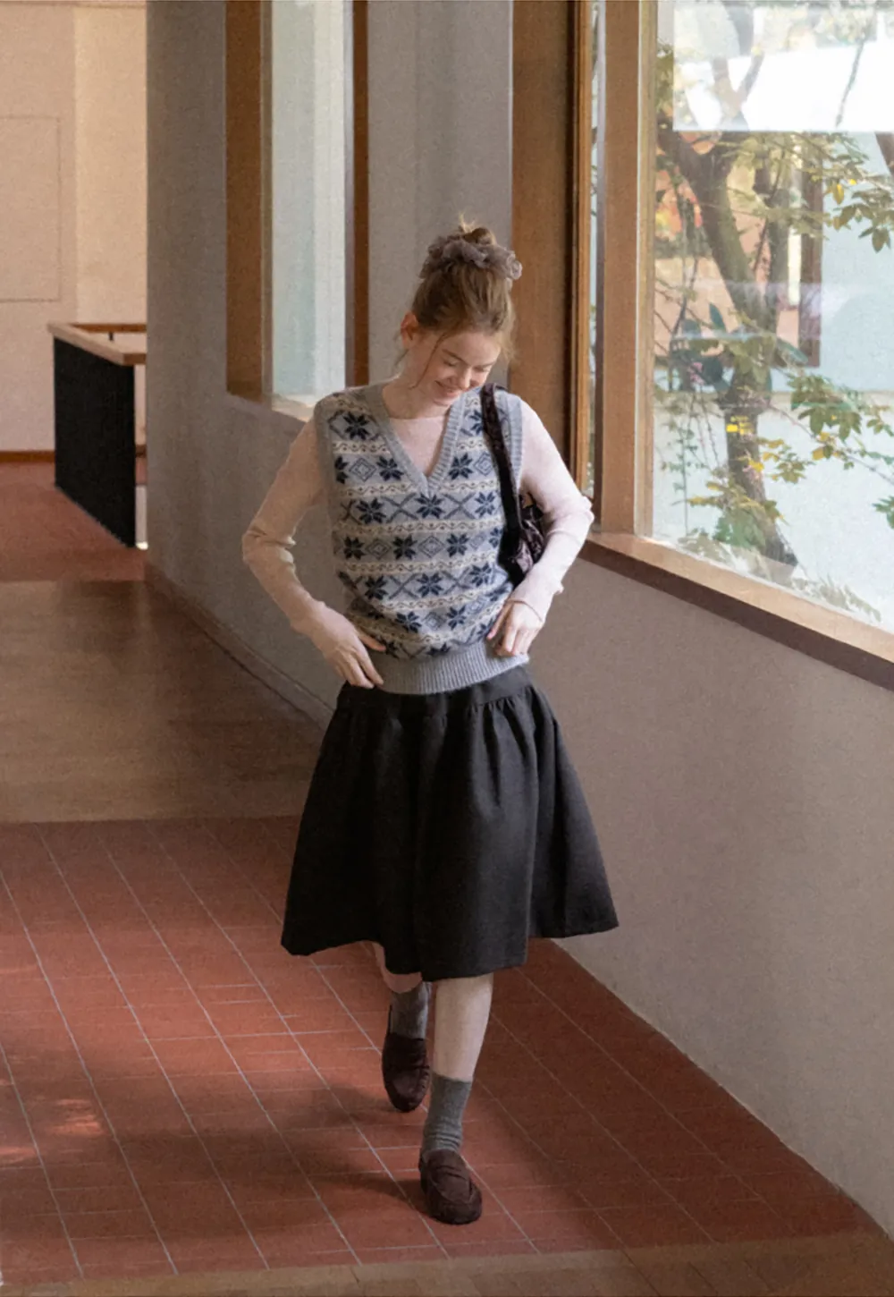 Fair Isle Patterned V Neck Knit Vest