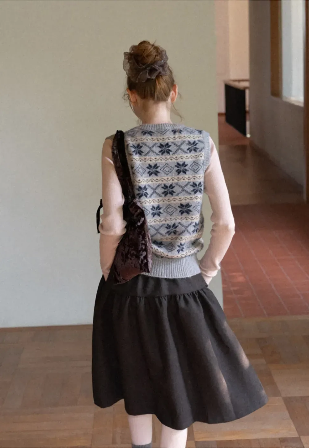 Fair Isle Patterned V Neck Knit Vest