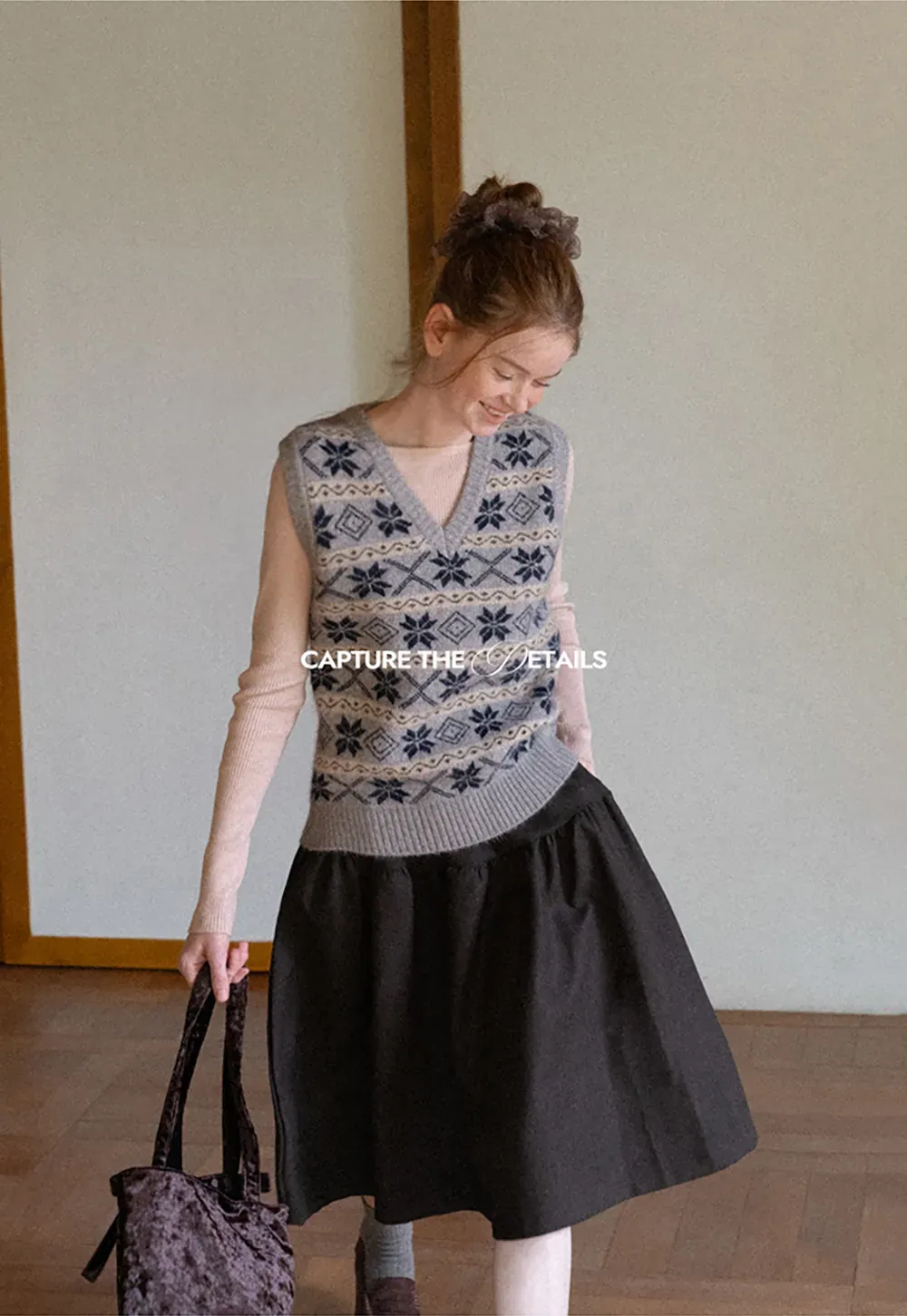 Fair Isle Patterned V Neck Knit Vest