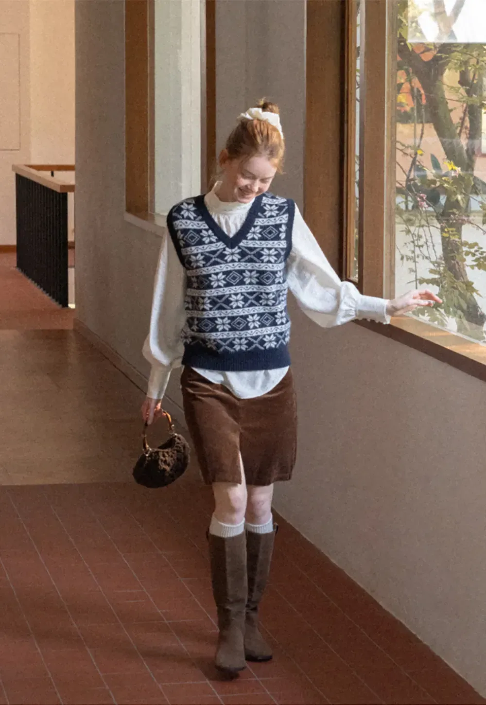 Fair Isle Patterned V Neck Knit Vest