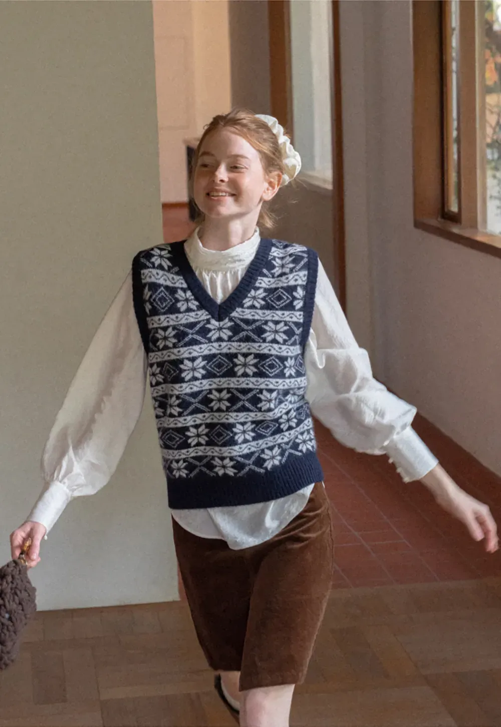 Fair Isle Patterned V Neck Knit Vest