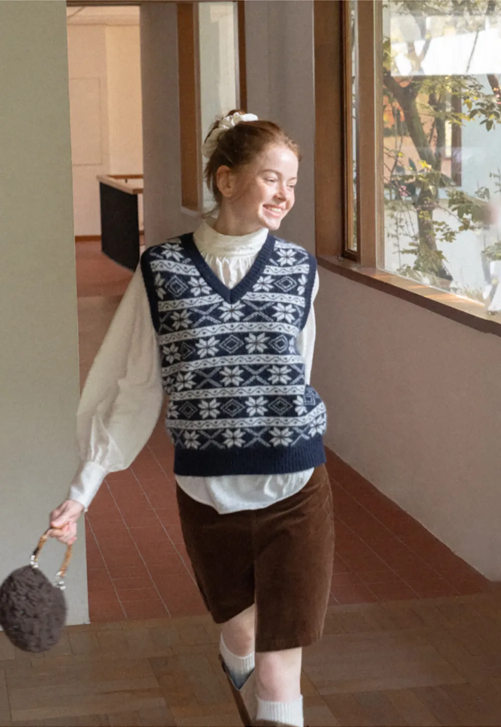 Fair Isle Patterned V Neck Knit Vest