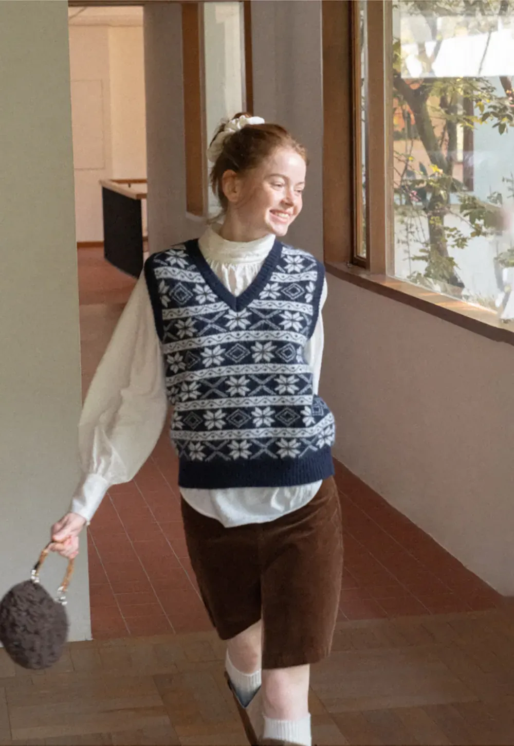 Fair Isle Patterned V Neck Knit Vest