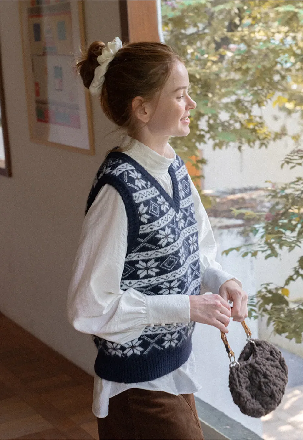 Fair Isle Patterned V Neck Knit Vest