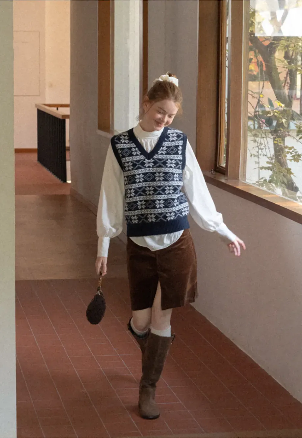 Fair Isle Patterned V Neck Knit Vest