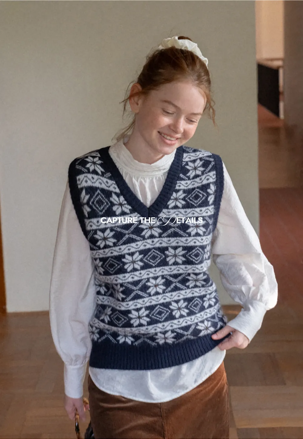Fair Isle Patterned V Neck Knit Vest