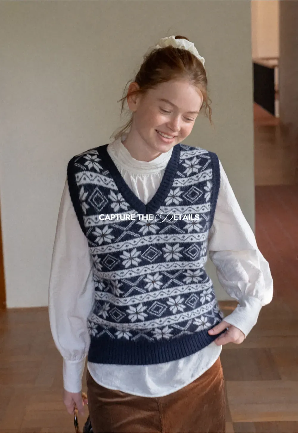 Fair Isle Patterned V Neck Knit Vest