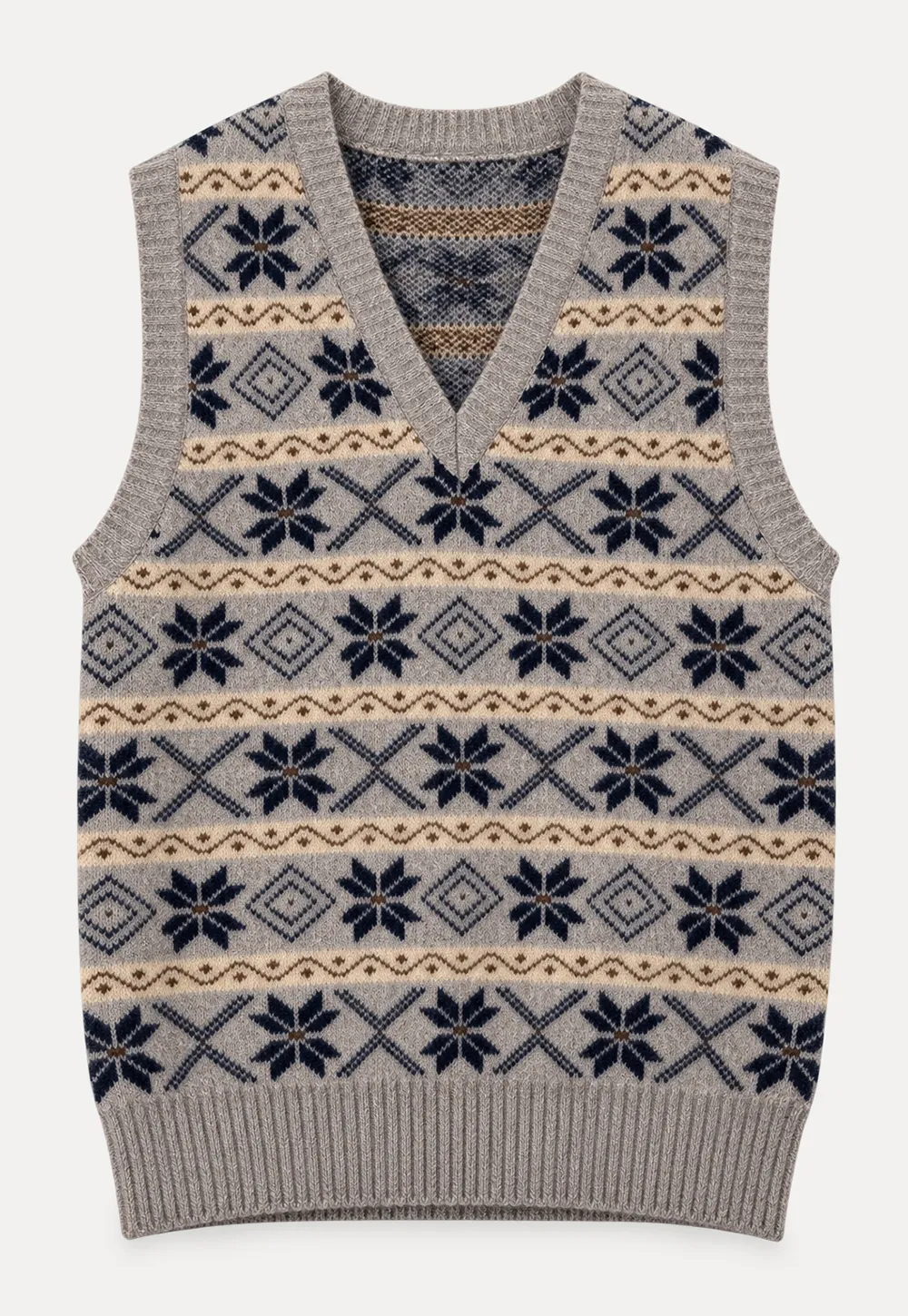 Fair Isle Patterned V Neck Knit Vest