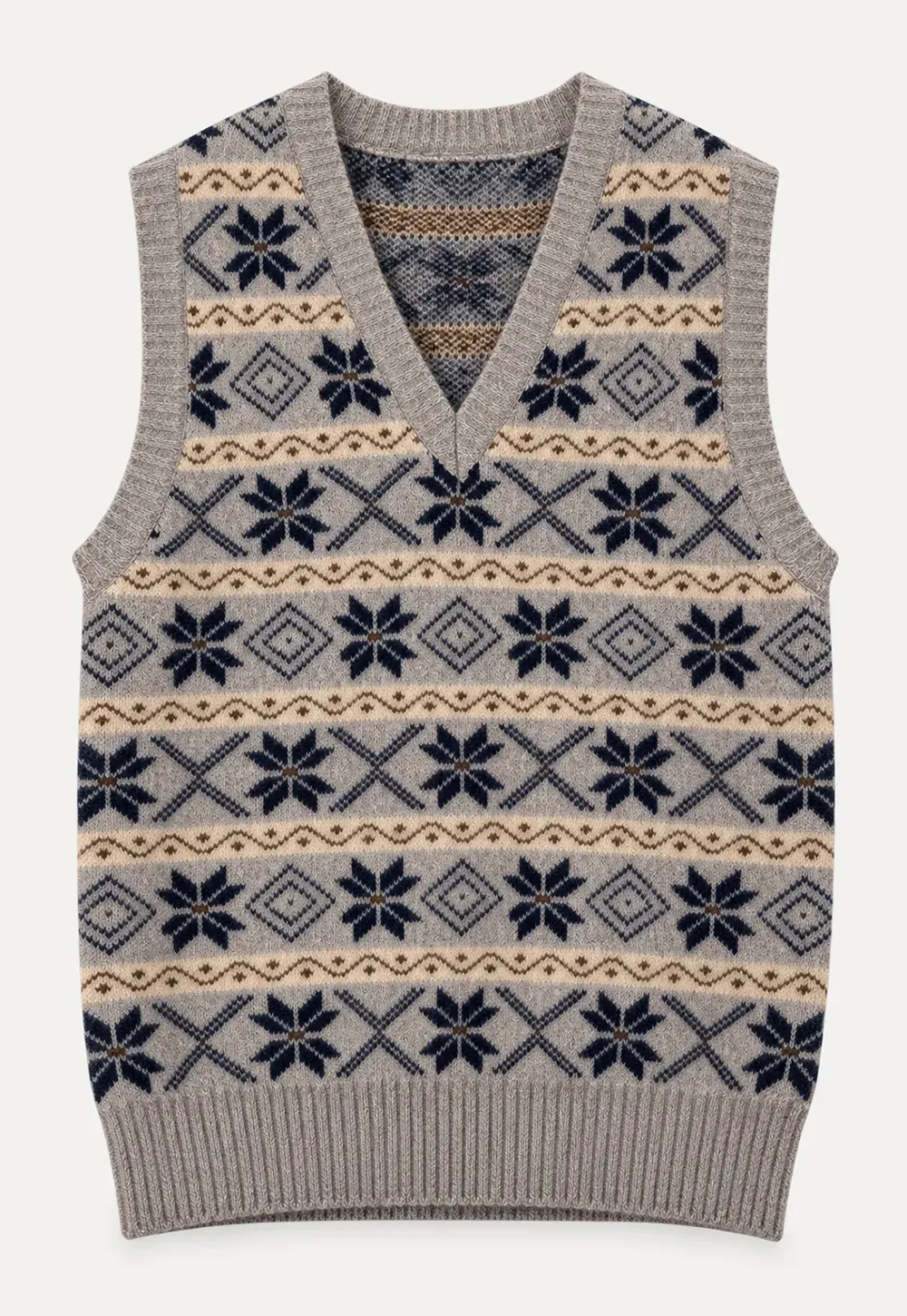 Fair Isle Patterned V Neck Knit Vest
