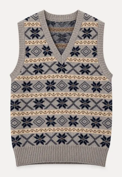 Fair Isle Patterned V Neck Knit Vest