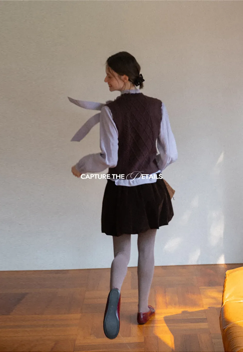 Cable Knit Vest with Pleated Collar