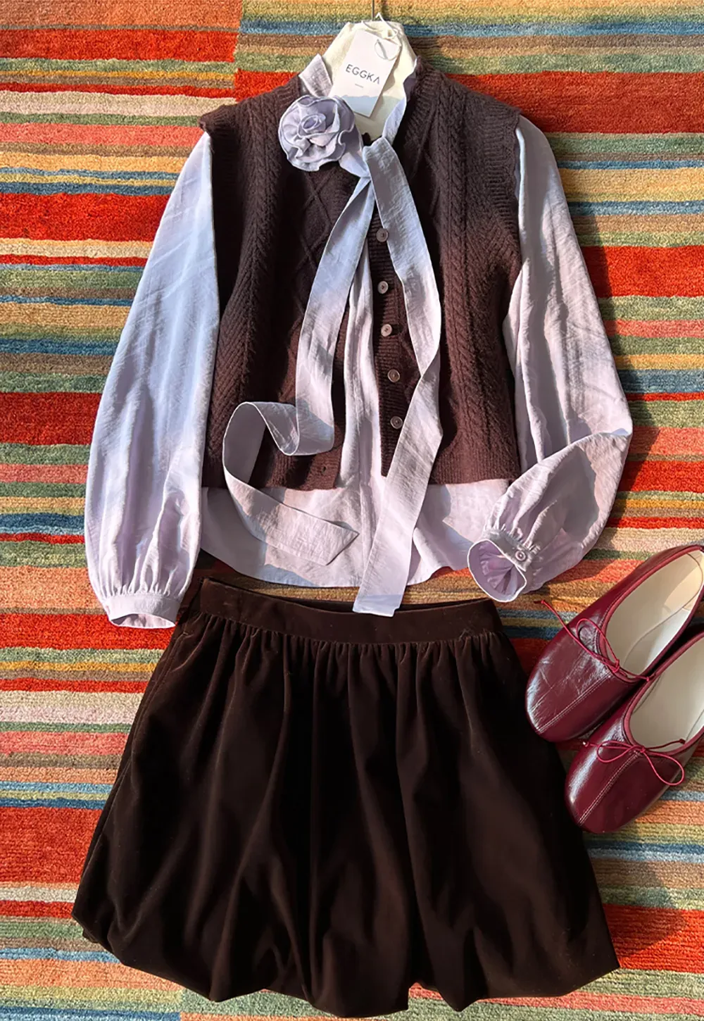 Cable Knit Vest with Pleated Collar